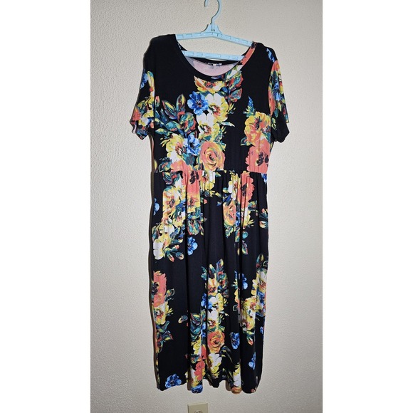 Hazel Blues 4Xl Floral Maxi‎ Dress Elastic Waist Casual Office - Picture 1 of 10